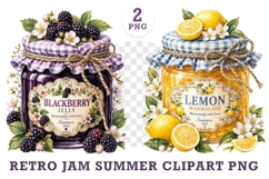 Retro Jam Summer Watercolor Clipart Bundle PNG Product Image 1