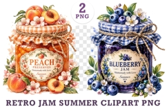 Retro Jam Summer Watercolor Clipart Bundle PNG Product Image 1