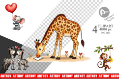 Jungle Love Valentine Clipart Product Image 1