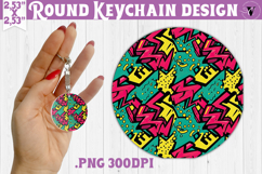 Vintage vibe Round keychain | 90s graffiti style and neon Product Image 1
