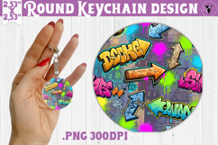 Vintage vibe Round keychain | 90s graffiti style and neon Product Image 1