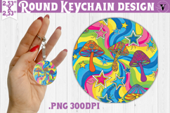 Vintage vibe Round keychain | Retro psychedelic pattern Product Image 1