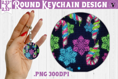 Vintage vibe Round keychain | 90s graffiti style christmas Product Image 1