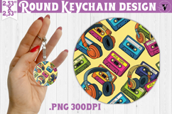 Vintage vibe Round keychain | 90s graffiti style and neon Product Image 1