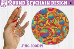 Vintage vibe Round keychain | Retro psychedelic pattern Product Image 1