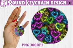 Vintage vibe Round keychain | 90s graffiti style and neon Product Image 1