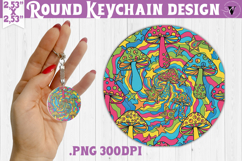 Vintage vibe Round keychain | Retro psychedelic pattern Product Image 1