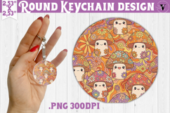 Vintage vibe Round keychain | Retro psychedelic pattern Product Image 1