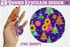 Vintage vibe Round keychain | Psychedelic Christmas tree Product Image 1
