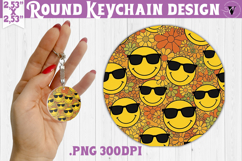 Vintage vibe Round keychain | Retro psychedelic pattern Product Image 1