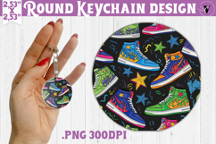 Vintage vibe Round keychain | 90s graffiti style and neon Product Image 1