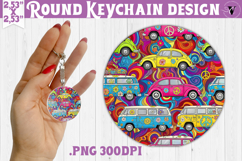 Vintage vibe Round keychain | Retro psychedelic pattern Product Image 1
