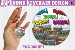 Vintage vibe Round keychain | 90s graffiti style and neon Product Image 1
