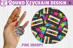 Vintage vibe Round keychain | 90s graffiti style and neon Product Image 1