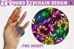 Vintage vibe Round keychain | 90s graffiti style christmas Product Image 1