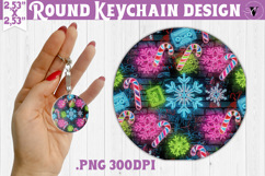 Vintage vibe Round keychain | 90s graffiti style christmas Product Image 1