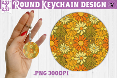 Vintage vibe Round keychain | Retro psychedelic pattern Product Image 1
