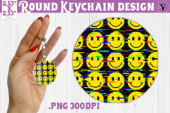Vintage vibe Round keychain | 90s graffiti style and neon Product Image 1