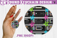 Vintage vibe Round keychain | 90s graffiti style and neon Product Image 1