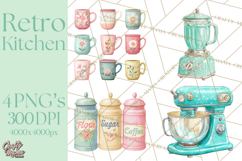 50s Retro Kitchen Clipart, Vintage 1950s Kitchen Appliances Product Image 1