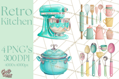 50s Retro Kitchen Clipart, Vintage 1950s Kitchen Appliances Product Image 1