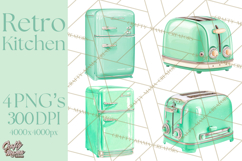 50s Retro Kitchen Clipart, Vintage 1950s Kitchen Appliances Product Image 1