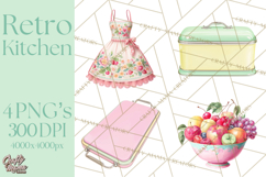 50s Retro Kitchen Clipart, Vintage 1950s Kitchen Appliances Product Image 1