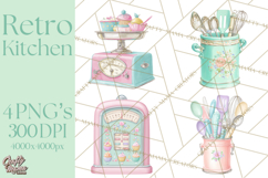 50s Retro Kitchen Clipart, Vintage 1950s Kitchen Appliances Product Image 1