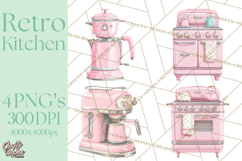 50s Retro Kitchen Clipart, Vintage 1950s Kitchen Appliances Product Image 1