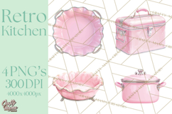 50s Retro Kitchen Clipart, Vintage 1950s Kitchen Appliances Product Image 1