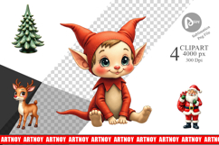 Retro Kitsch Christmas Clipart Product Image 1