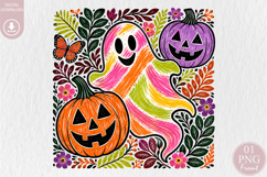 Retro Knitted Halloween Ghost PNG Product Image 1