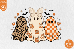 Retro Leopard Ghost PNG, Coquette Halloween Sublimation Product Image 1