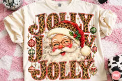 Jolly Christmas Santa, Leopard Print Retro Holiday PNG Product Image 1