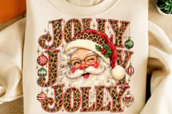 Jolly Christmas Santa, Leopard Print Retro Holiday PNG Product Image 2