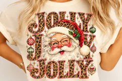 Jolly Christmas Santa, Leopard Print Retro Holiday PNG Product Image 4