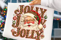 Jolly Christmas Santa, Leopard Print Retro Holiday PNG Product Image 5