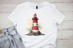 Retro Lighthouse Watercolor Clipart Bundle - 15 Designs Product Image 2