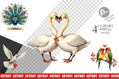 Valentine Lovebirds Clipart Product Image 1
