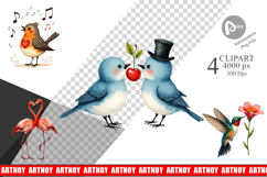 Valentine Lovebirds Clipart Product Image 1