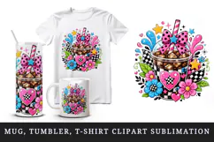Retro tumbler, mug wrap, clipart sublimation design Product Image 1