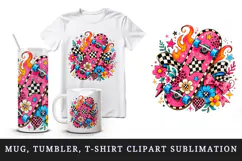 Retro tumbler, mug wrap, clipart sublimation design Product Image 1