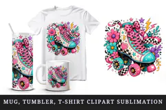 Retro tumbler, mug wrap, clipart sublimation design Product Image 1