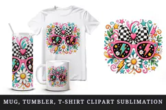 Retro tumbler, mug wrap, clipart sublimation design Product Image 1