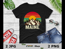 Retro Maine Vintage Sublimation Png, Maine Sunset Png Design Product Image 2