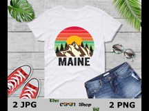 Retro Maine Vintage Sublimation Png, Maine Sunset Png Design Product Image 3