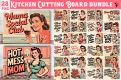 Retro Mom Cutting Board Bundle | Funny Mom Kitchen decor Product Image 1