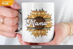 Retro Striped Sunflower with Mama Text, Mom Apparel Design Product Image 1