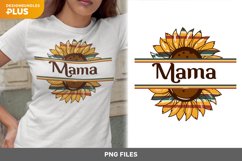 Split Sunflower with Mama Text in Retro Colored Stripes Product Image 1