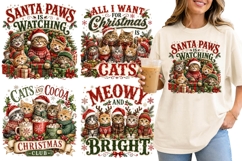 Retro Meowy Christmas Png Cat Lovers Xmas Shirt Design Product Image 1